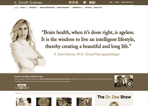 Dr. Dee Gaines website homepage.