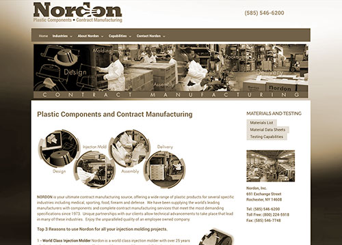 Nordon Plastics website homepage